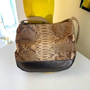 Genuine leather with python’s leather womens crossbody bag. Perfect condition